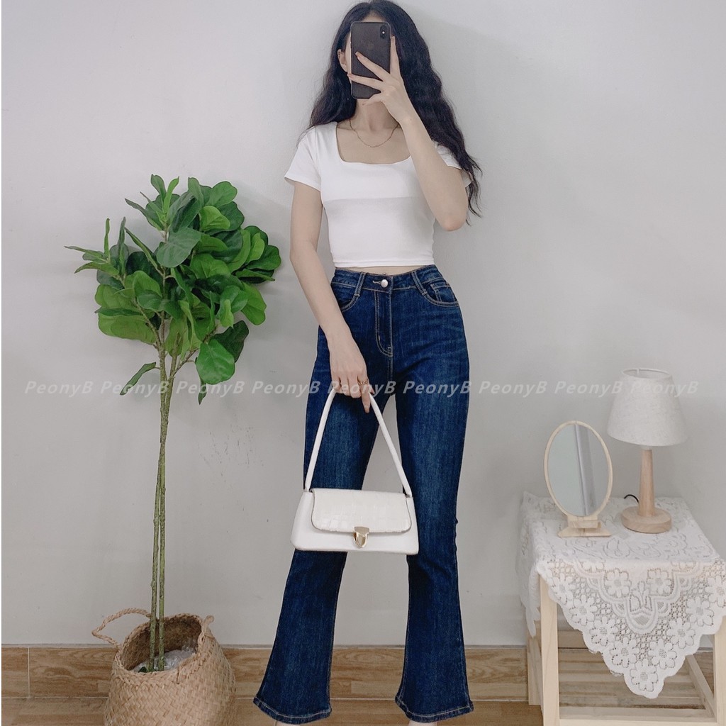 Áo thun croptop cổ vuông cộc tay nữ - Phông tay lỡ dáng ngắn ôm body sexy ulzzang SIÊU HOT