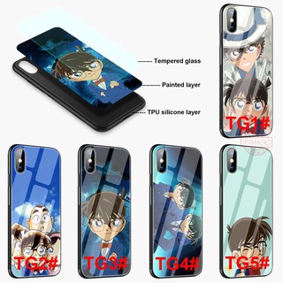 Ốp điện thoại kính cường lực hoạt hình conan cực ngầu cho phone 6 13 7 plus 8 plus xr x xs max - a865