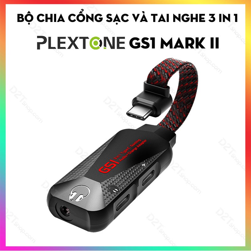 Plextone GS1 Mark II | Bộ chia cổng sạc và tai nghe type C 3 trong 1 cho iPad Pro, Macbook Pro và điện thoại