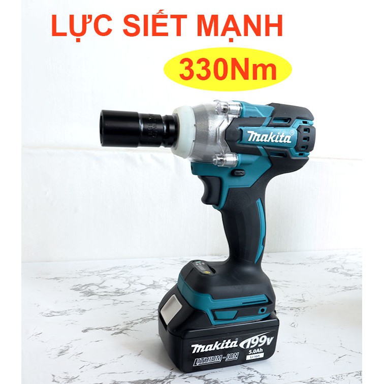 MÁY SIẾT BULONG MAKITA 199V HÀNG LOẠI 1, tặng bộ đầu chuyển 6 đầu khẩu đa năng, Pin chuẩn 10CEll