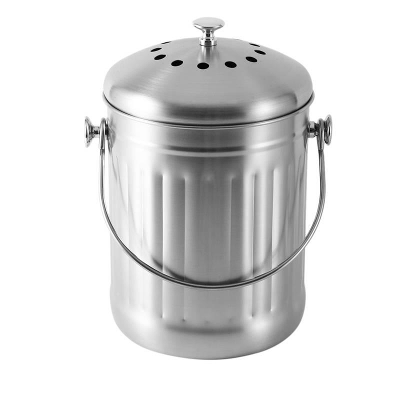 Thùng Rác Dạng Lột Không Mùi Có Tay Cầm Và 2 Bộ Lọc Than Tre 5 Lít Dễ Vệ Sinh Cho Nhà Bếp