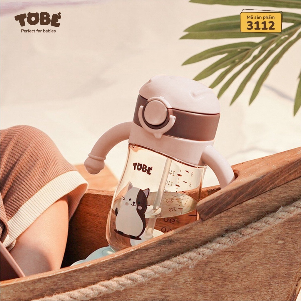 Bình Tập Uống Nước TOBE Momo Chất Liệu PPSU Cao Cấp Kèm Tay Cầm, Quai Đeo Và Cọ Vệ Sinh Ống Hút