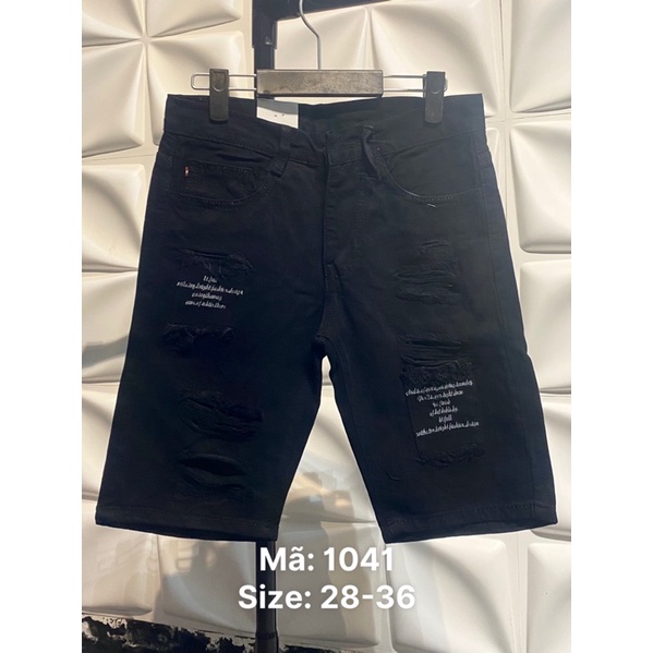 [Max 1041] Quần đùi jean cotton nam rách không co dãn thêu[Tnhung]
