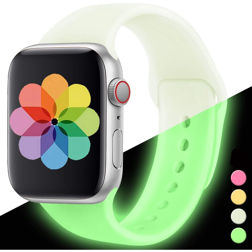 Dây Đeo Silicon Dạ Quang Cho Đồng Hồ Thông Minh Apple Watch 5 4 3 2 1 Kích Thước 38 / 40 / 42 / 44mm