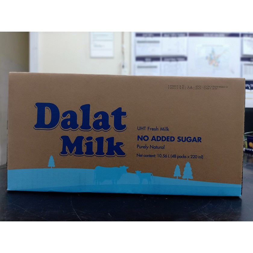 Sữa bịch không đường 220ml của đà lạt milk