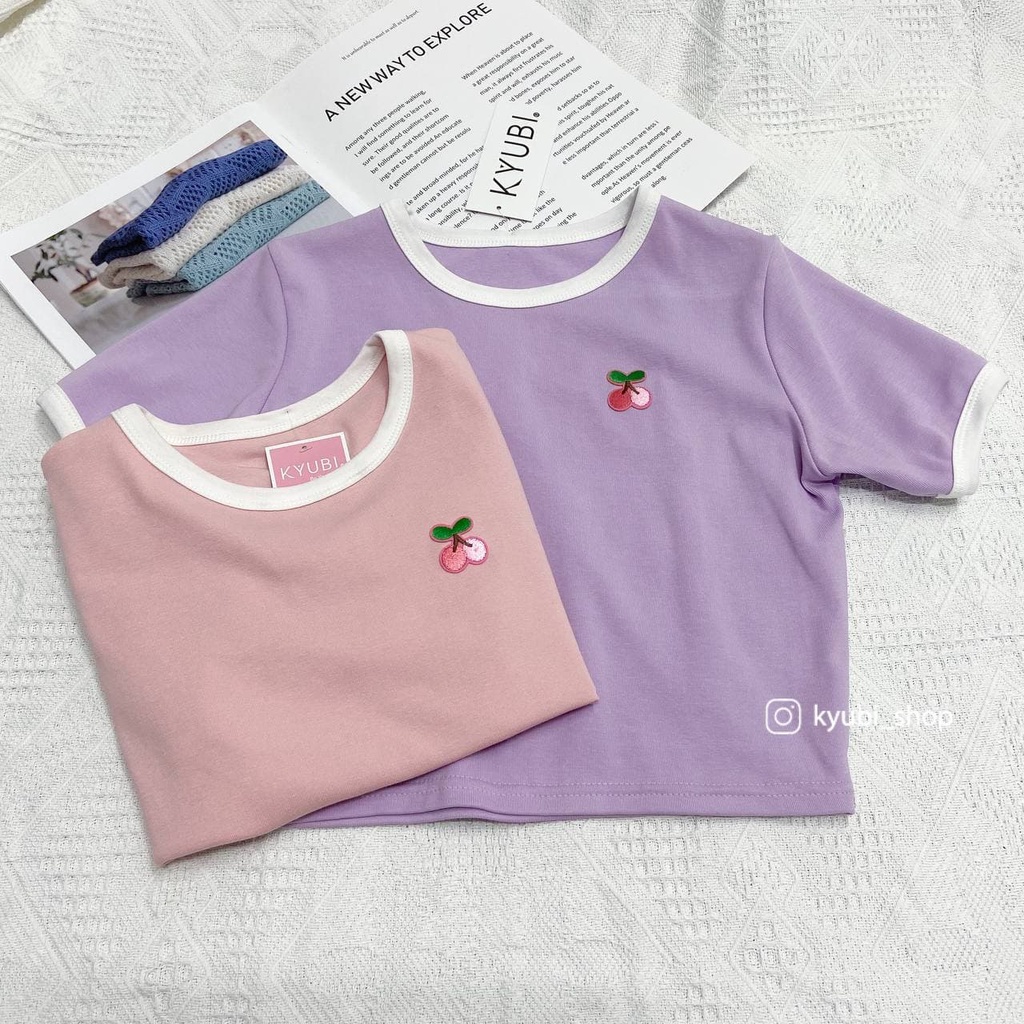 Áo thun croptop PTISE phong cách ulzzang form rộng - Áo phông croptop chất cotton KYUBI CRT21