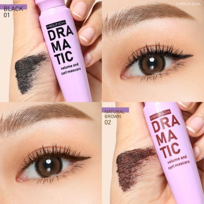 Mascara Meilinda Dramatic Volume &amp; Curl cho hàng mi cong dài cả ngày warterproof - Thái Lan