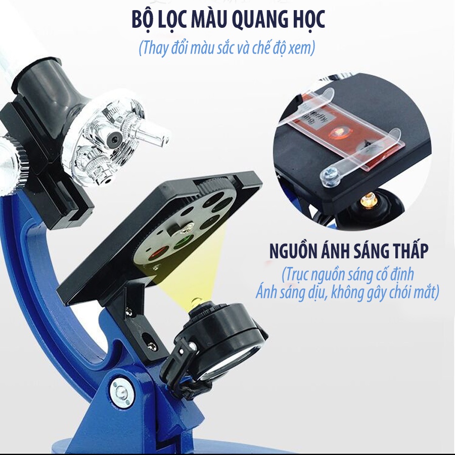 Bộ kính hiển vi sinh học 100x -1200x phóng đại cao dành cho học sinh - kính hiển vi quang học cho trẻ em