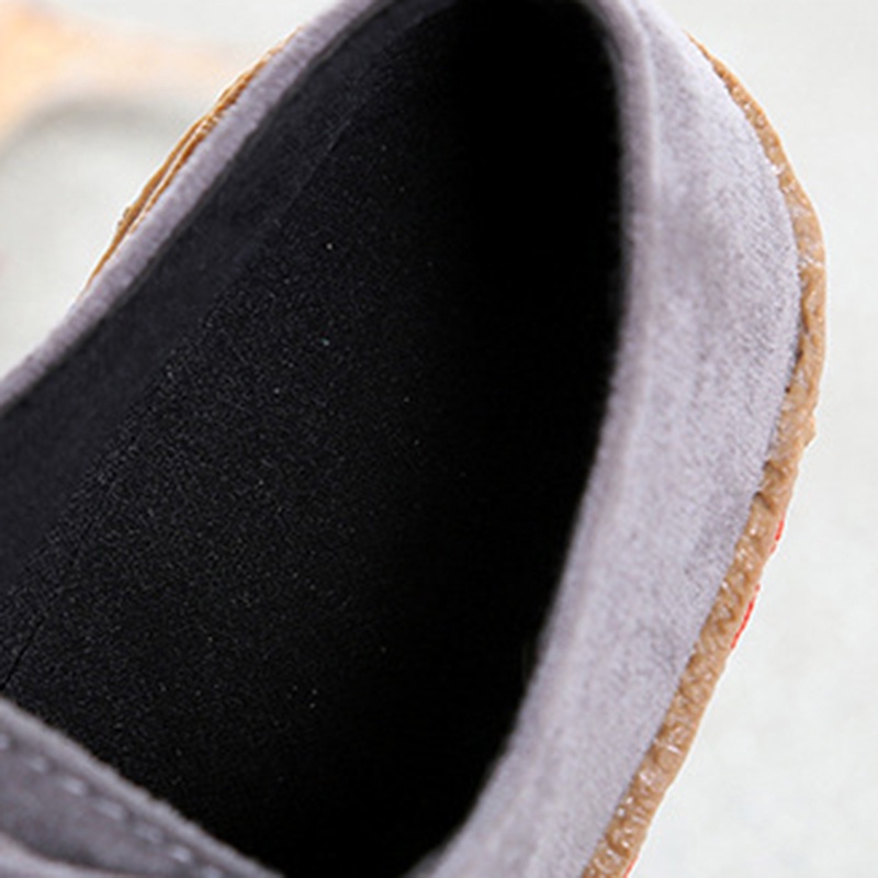 Giày bít mũi IELGY bằng da lộn đế bằng phong cách retro đơn giản cho nữ