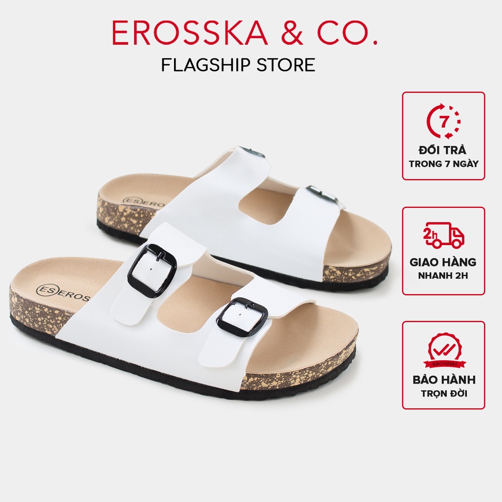 Dép Birken 2 khóa thời trang Erosska màu trắng - DT002