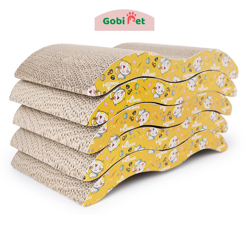 Tấm đồ chơi, bàn cào móng cho mèo dáng gợn sóng - Gobi Pet