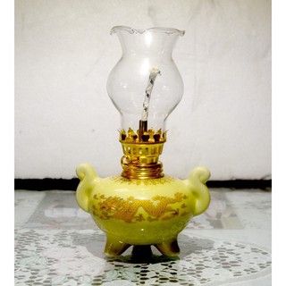 đèn dầu sứ rồng vàng