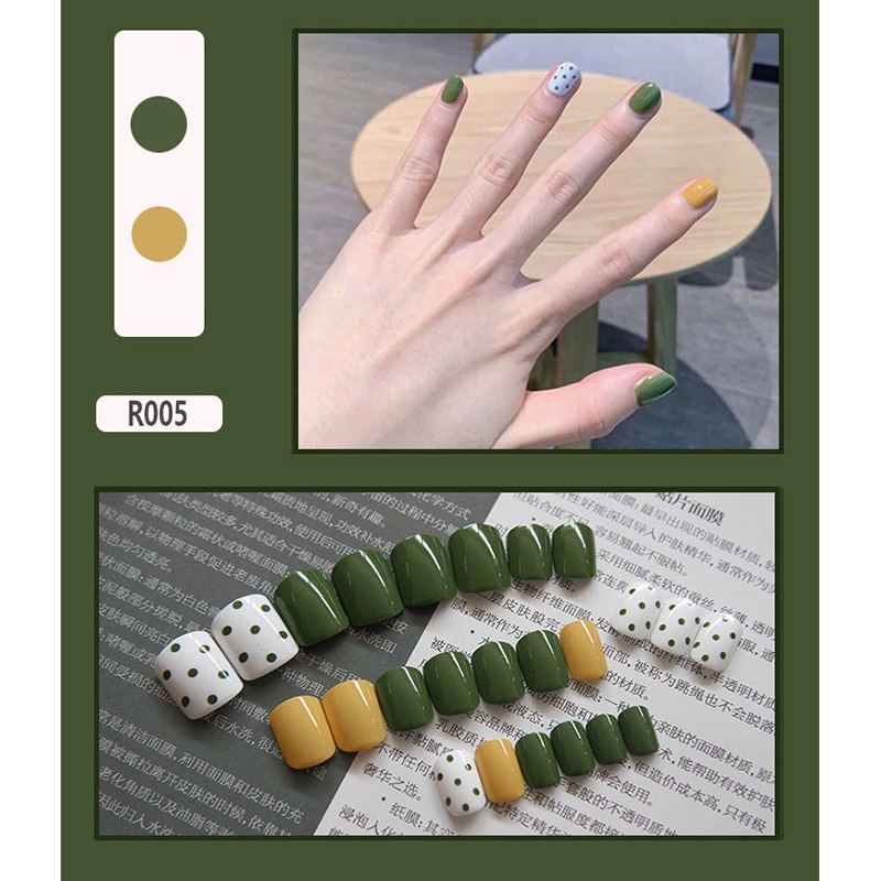 Set 24 móng tay giả che phủ toàn diện kèm keo dán R001-R020