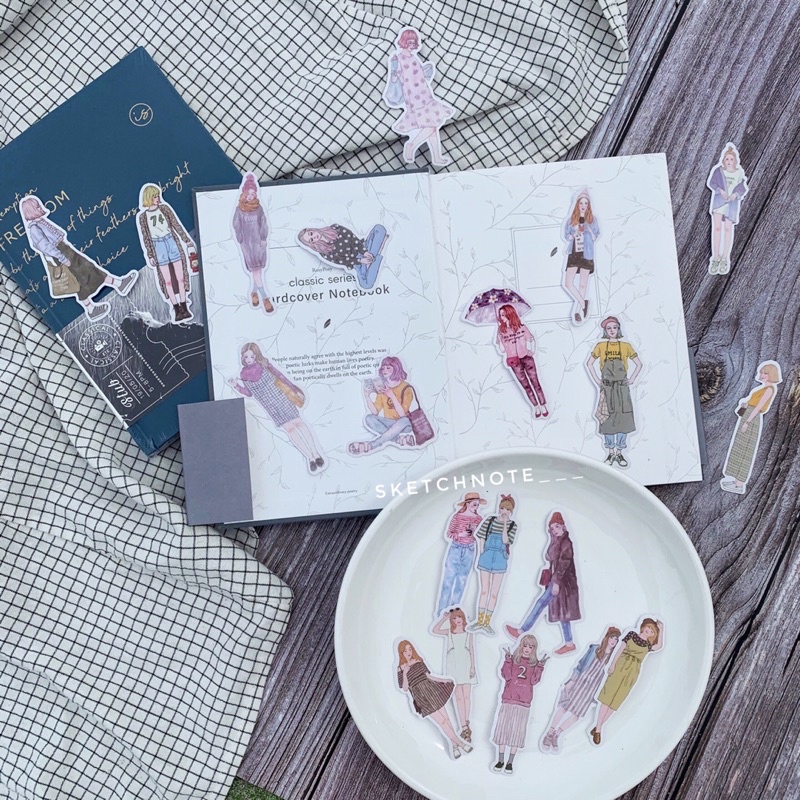 Sticker cô gái vintage set 20c ST023