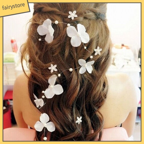 Vòng Hoa Đính Ngọc Trai Giả Xinh Xắn Cho Cô Dâu