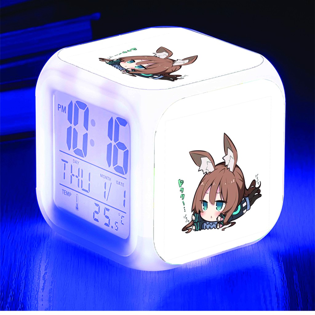 Đồng hồ báo thức để bàn in hình ARKNIGHT game anime chibi LED đổi màu