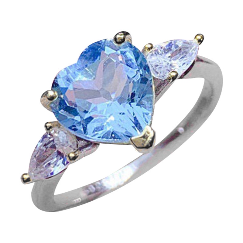 Nhẫn đính đá zircon hai tông màu hình trái tim thời trang cho nữ