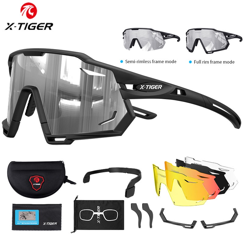 X-TIGER Kính râm đi xe đạp Phân cực UV400 Kính đi xe đạp Khung thiết kế đa năng mới Ban đầu Kính đi xe đạp