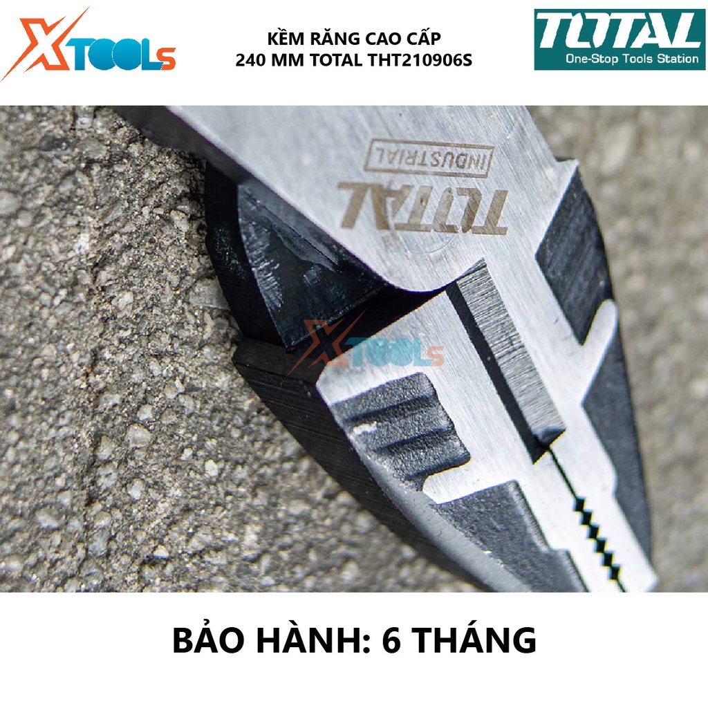 Kìm điện cao cấp TOTAL THT210906S | Chất liệu bằng thép CR-V, đen bóng, Kích thước 9.5&quot;/240mm, Trọng lượng 0.5kg, bấm, c