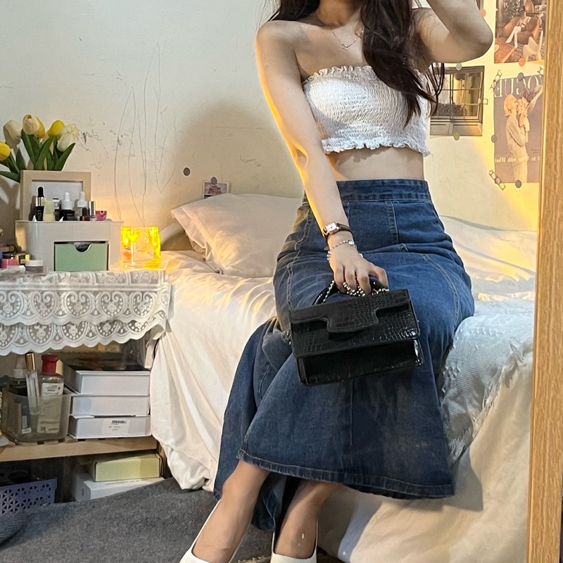 Chân Váy Jean Dáng Xoè Dài Taobao Order Phong Cách Hàn