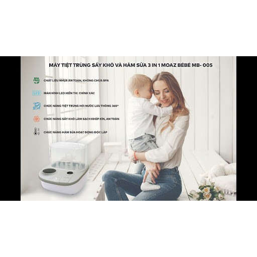 Máy tiệt trùng sấy khô bình sữa UV Moaz Bebe MB-005 Bảo hành chính hãng