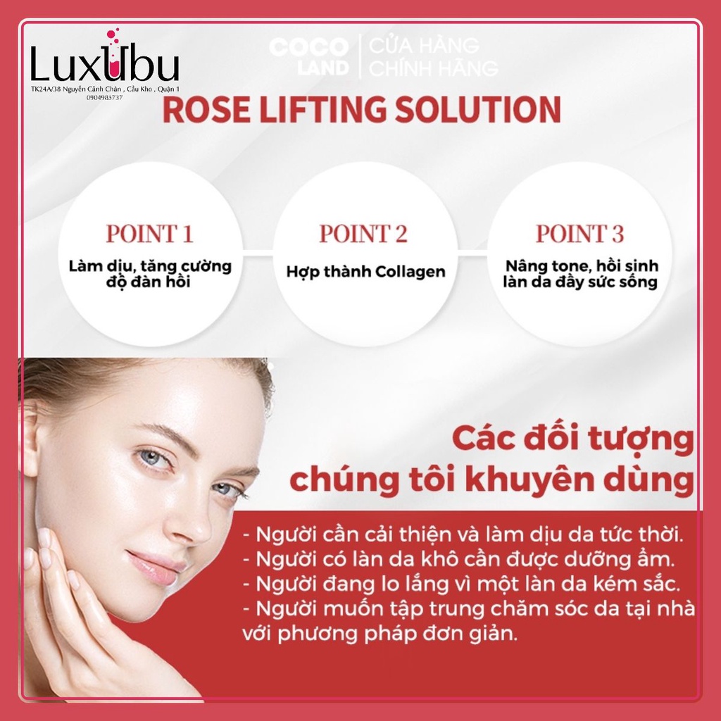 //LUXUBU// Mặt nạ hoa hồng 2 bước Hàn Quốc Rose Lifting Solution nâng cơ trẻ hóa làn da /COCOLAND