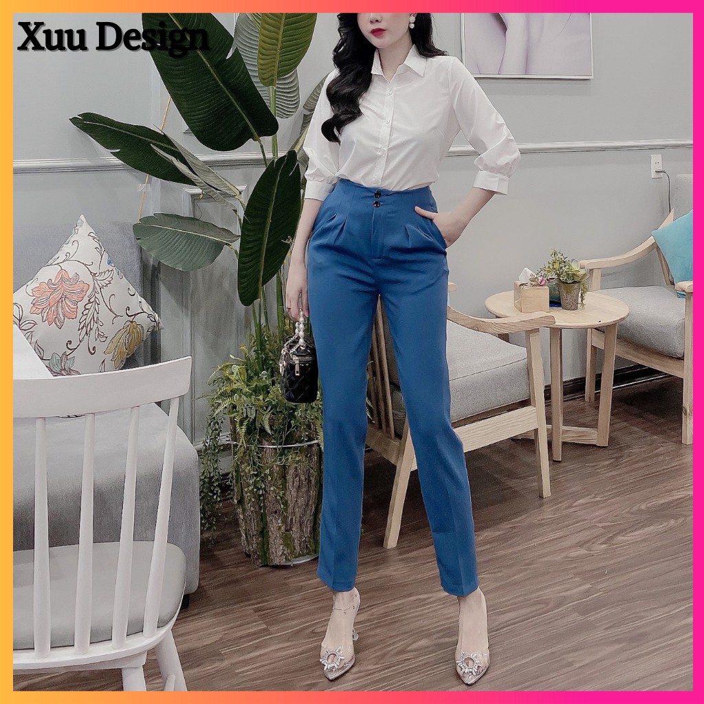 Quần baggy nữ công sở Xuu Design, Quần công sở nữ cạp cao chất tuyết mưa QA04
