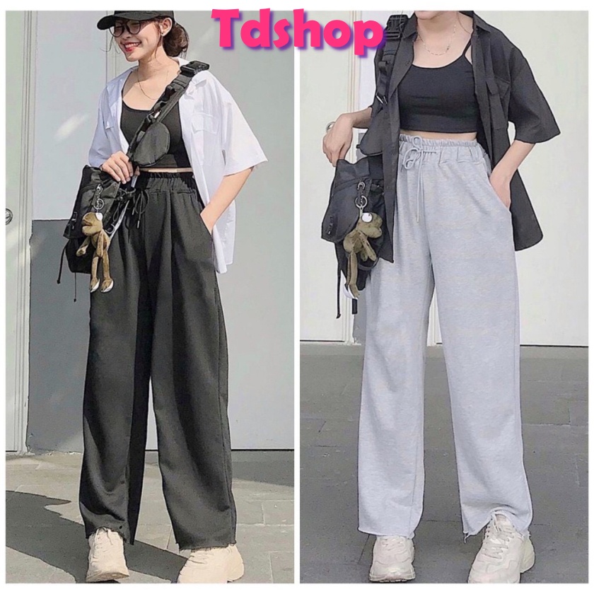 Quần Ống Rộng Da Cá Nữ Ống Suông Baggy Thun Cao Cấp | Tdshopnt - Q09