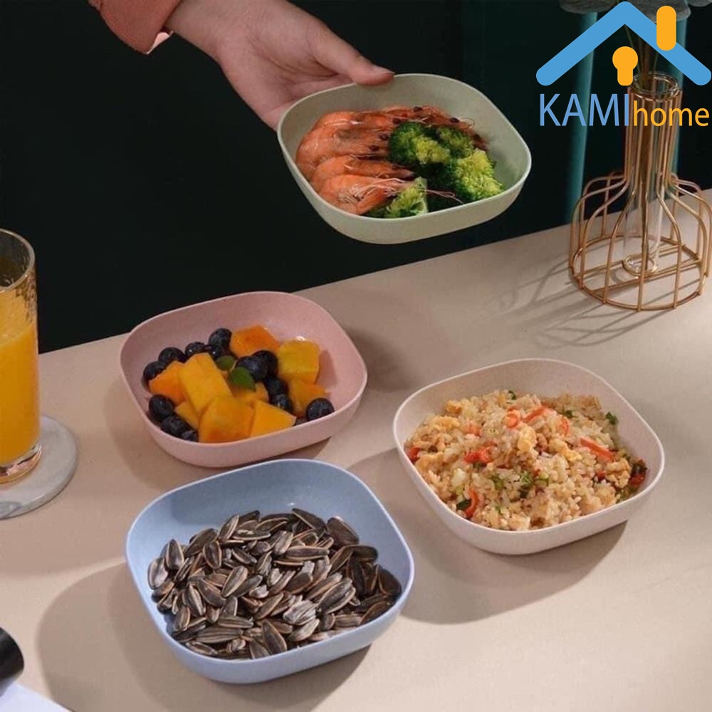 Đĩa nhựa lúa mạch nhiều màu đựng đồ ăn vặt trái cây gia vị KM20086