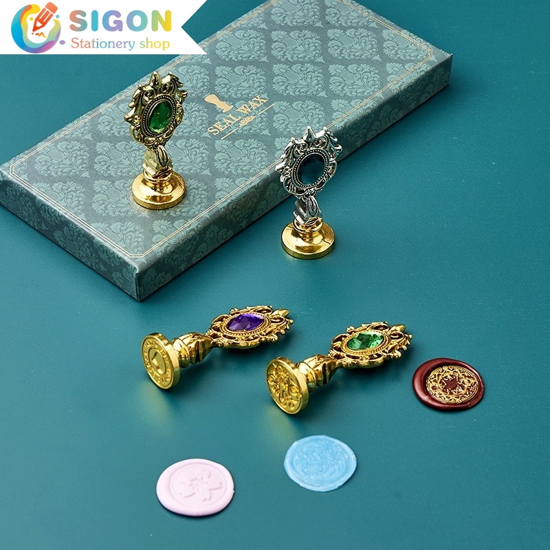 Con Dấu Kim Loại Với Tay Cầm Đính Đá Họa Tiết Bầu Trời Đầy Sao Phong Cách Vintage