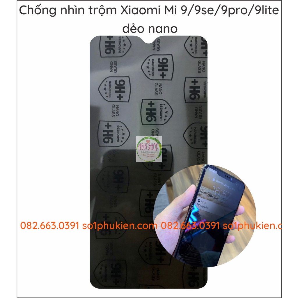 Dán cường lực chống nhìn trộm Xiaomi Mi 9t (k20)/ 9t pro (k20 pro)/ 9 / 9se / 9 pro / 9 lite / Pocofone F1 dẻo nano