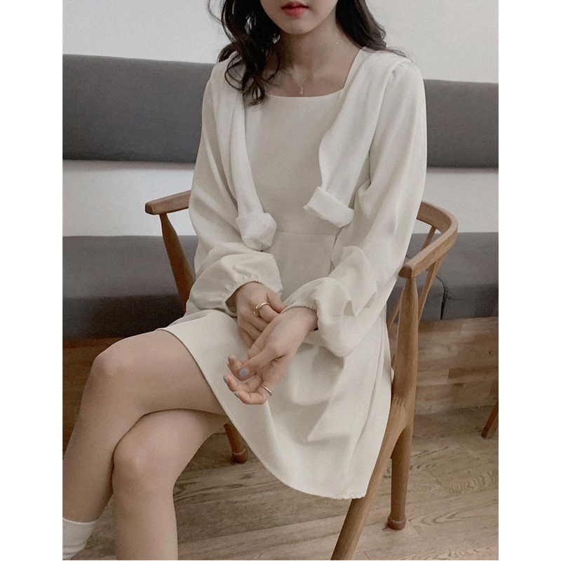 Đầm Tay Dài Thắt Eo Kiểu Dáng Đơn Giản 49606