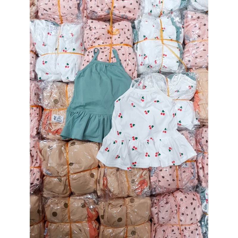 Váy bé gái, sét váy 2 dây đuôi cá cho bé gái chất cotton hàng HM xuất dư Xu Xu Kids size từ 8 đến 20kg