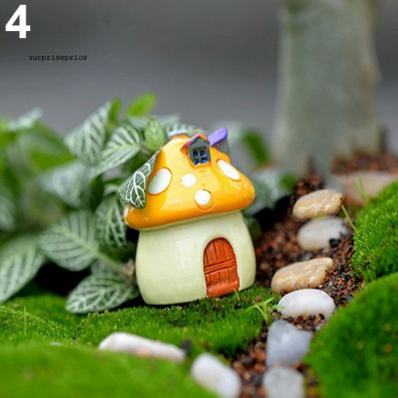 Terrarium trang trí bể cá mô hình Nhà nấm tiểu cảnh mini