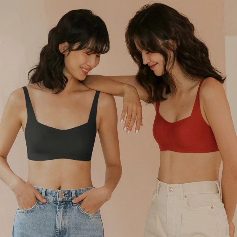 Áo bra FINETOO không gọng liền mạch mềm mịn nâng đẩy ngực gợi cảm S-XL