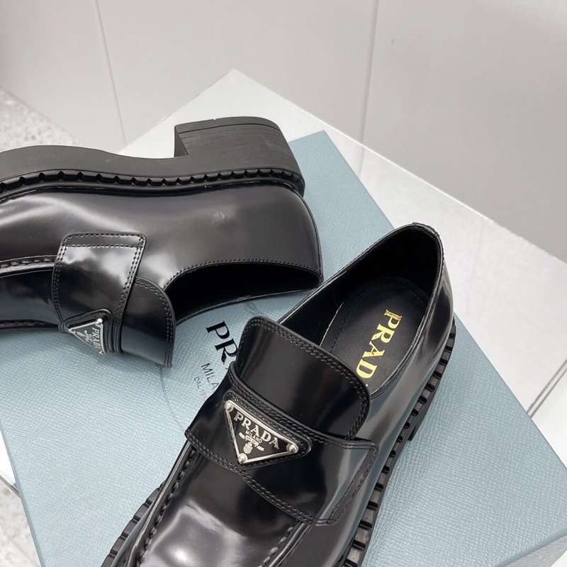 Giày oxford nữ da thật cao cấp thương hiệu Prada 2022