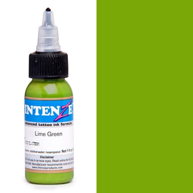 Mực xăm hình màu xanh lime green intenze 30ml hàng có sẵn