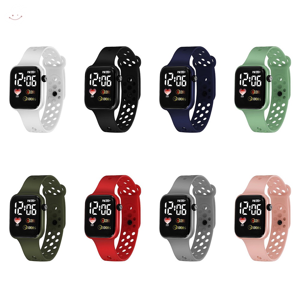 Đồng Hồ Điện Tử Màn Hình Led Kỹ Thuật Số Hình Vuông Chống Nước Cho Học Sinh Nữ
