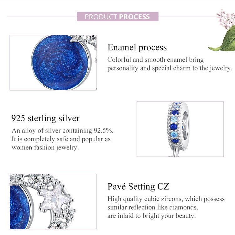 Hạt xỏ vòng đeo tay Bamoer BSC331 bạc 925 phong cách thời trang DIY