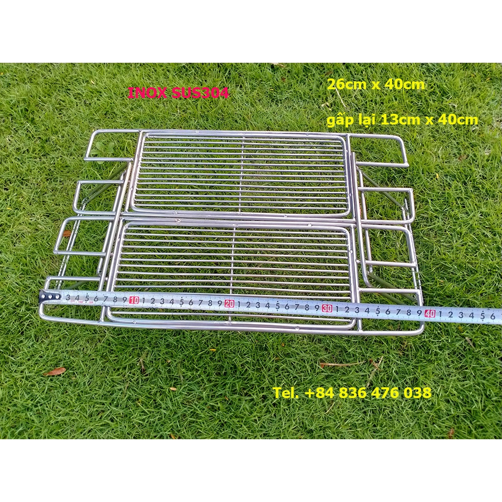 Vỉ nướng xếp gấp gọn dã ngoại, cắm trại, picnic, du lịch bằng inox 304 cao cấp, không ăn mòn, trọn đời không gỉ sét
