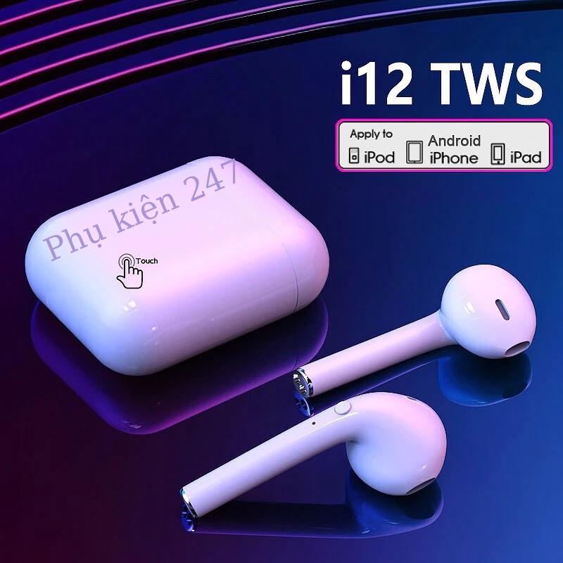 Tai Nghe Bluetooth Không Dây TWS 5.0 Inpods i12 Có Mic Tọa Đàm Nút Cảm Ứng Âm Thanh HIFI Cho IOS Android
