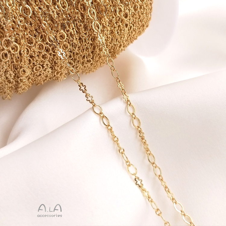 Dây Xích Bằng Đồng Mạ Vàng 14K Dài 1.0m Dùng Làm Trang Sức diy