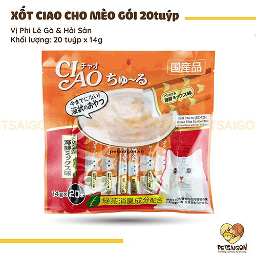 [CHÍNH HÃNG] QUE XỐT THƯỞNG CIAO CHO MÈO (GÓI 20 TUÝP)