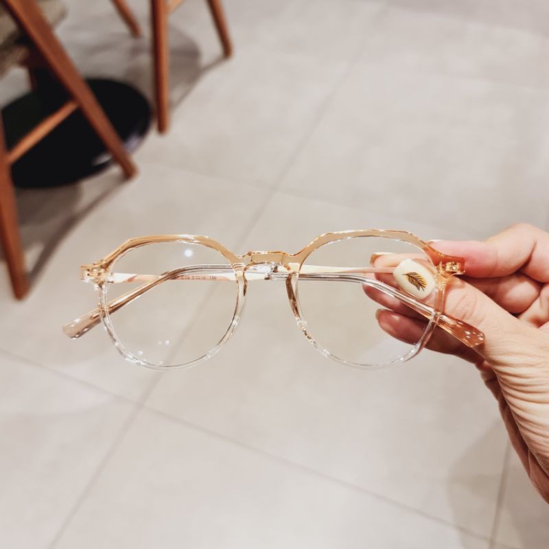 Gọng kính cận nữ, form lục giác cốt kim loại mắt chống UV Tiệm của thỏ 8857 | BigBuy360 - bigbuy360.vn