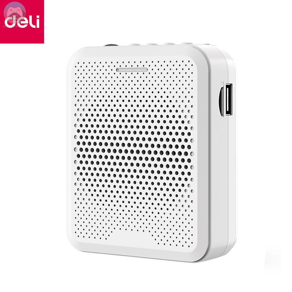 Ê Deli Voice Amplifier Wired Microphone Speaker Intelligent Noise Reduction Music Player Support AUX/U-disk/TF Card/USB 1200mAh Rechargeable Battey for Teaching/Tour Guide/Market