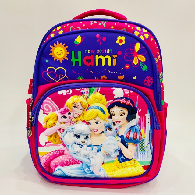 Ba lô đi học cho bé gái cấp 1 hình nổi Công chúa Disney - HAMI