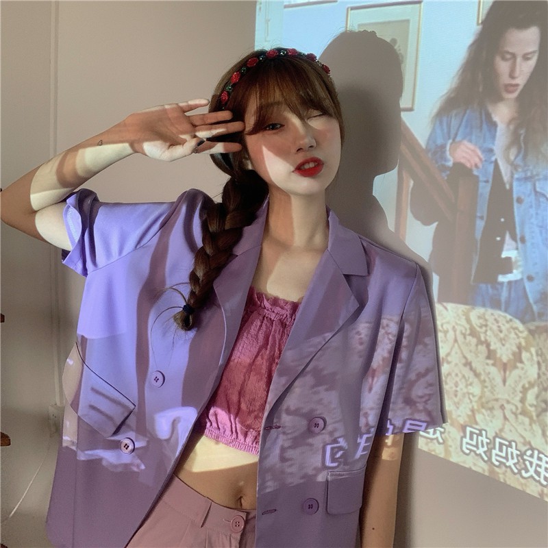 ÁO BLAZER TAY NGẮN MÙA HÈ TÍM | BigBuy360 - bigbuy360.vn