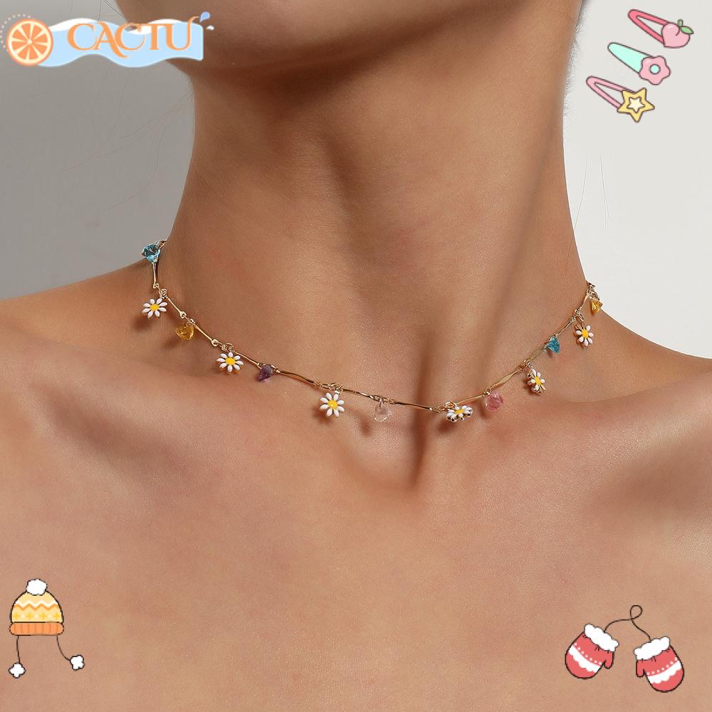 Vòng cổ Xỏ Hạt Nhiều Màu Mặt Hình Hoa Cúc Xinh Xắn