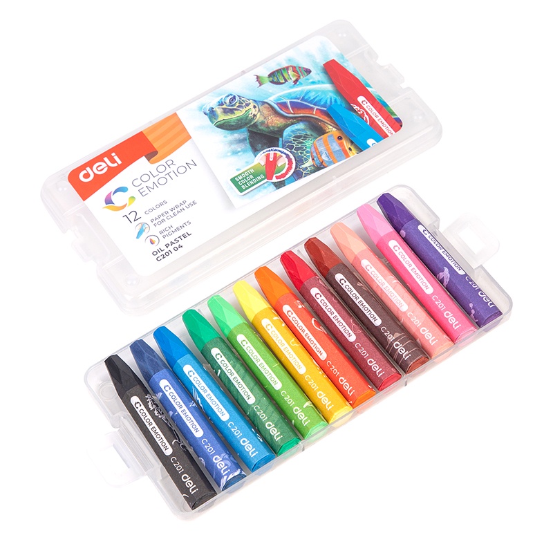 12 Bút sáp dầu Deli EC20104 màu pastel tiện dụng