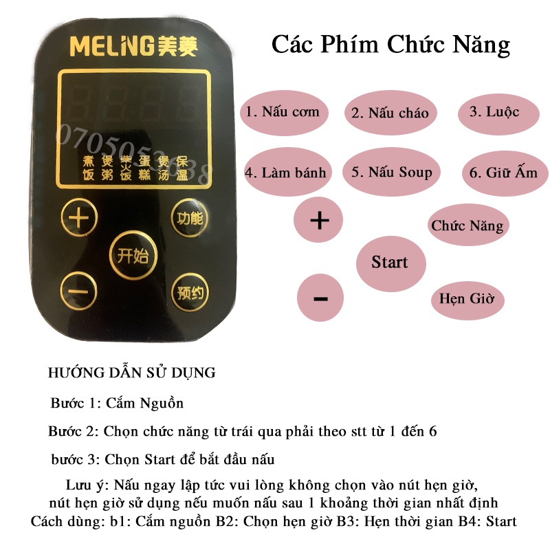 Nồi Cơm Điện Tử Mini Đa Năng Giá Rẻ JIASHI 3L 6 Chức Năng Cho 1-3 Người Hàng Nội Địa Cao Cấp NCD03